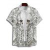 Chemise gothique boutonnée pour homme, motif squelette et tête de mort, idéale pour les fêtes - Blanc 5XL