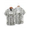Chemise gothique boutonnée pour homme, motif squelette et tête de mort, idéale pour les fêtes - Blanc 5XL