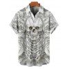 Chemise gothique boutonnée pour homme, motif squelette et tête de mort, idéale pour les fêtes - Blanc 5XL