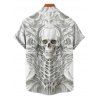Chemise gothique boutonnée pour homme, motif squelette et tête de mort, idéale pour les fêtes - Blanc 5XL