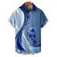 Chemise de vacances pour homme, décontractée, boutonnée, à imprimé floral colorblock - Bleu 5XL