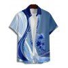Chemise de vacances pour homme, décontractée, boutonnée, à imprimé floral colorblock - Bleu 5XL