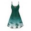 Robe de vacances ombrée à imprimé cocotiers, mini-robe à bretelles spaghetti pour la plage - Vert profond XXXXXL | US 20