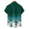 Chemise de vacances ombrée pour homme, boutonnée, imprimé cocotier - Vert profond 5XL