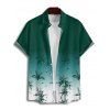 Chemise de vacances ombrée pour homme, boutonnée, imprimé cocotier - Vert profond 5XL
