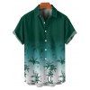 Chemise de vacances ombrée pour homme, boutonnée, imprimé cocotier - Vert profond 5XL