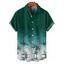 Chemise de vacances ombrée pour homme, boutonnée, imprimé cocotier - Vert profond 5XL
