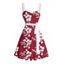 Robe de vacances de couleur contrastée Robe à ceinture à imprimé lettre et fleurs d'hibiscus - Rouge foncé XXXXXL | US 20