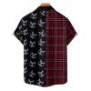 Chemise gothique à carreaux pour homme, boutonnée, imprimée tête de mort, pour Halloween - Rouge foncé 5XL