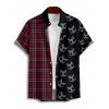 Chemise gothique à carreaux pour homme, boutonnée, imprimée tête de mort, pour Halloween - Rouge foncé 5XL