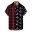 Chemise gothique à carreaux pour homme, boutonnée, imprimée tête de mort, pour Halloween - Rouge foncé 5XL