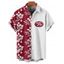 Chemise de vacances pour homme, imprimé fleur d'hibiscus, couleur contrastée - Rouge foncé 5XL