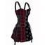 Robe gothique à carreaux et imprimé têtes de mort, mini-robe à lacets et bretelles à boucle pour Halloween - Rouge foncé XXL | US 14