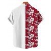 Chemise de vacances pour homme, imprimé fleur d'hibiscus, couleur contrastée - Rouge foncé 5XL
