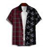 Gothic Couple Outfit for Halloween Plaid Skulls Print Lace Up Dress and Shirt Matching Set - Rouge foncé S | US 4