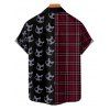 Gothic Couple Outfit for Halloween Plaid Skulls Print Lace Up Dress and Shirt Matching Set - Rouge foncé S | US 4