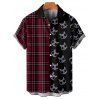Gothic Couple Outfit for Halloween Plaid Skulls Print Lace Up Dress and Shirt Matching Set - Rouge foncé S | US 4