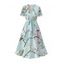 Robe de vacances à imprimé floral Robe mi-longue à ceinture en fleurs de pêcher - Vert clair XXL | US 14