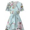 Robe de vacances à imprimé floral Robe mi-longue à ceinture en fleurs de pêcher - Vert clair XXL | US 14