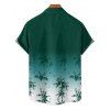 Beach Couple Outfit Ombre Coconut Tree Print Mini Dress and Shirt Set for Vacation - Vert profond S | US 4