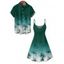 Beach Couple Outfit Ombre Coconut Tree Print Mini Dress and Shirt Set for Vacation - Vert profond S | US 4