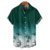Beach Couple Outfit Ombre Coconut Tree Print Mini Dress and Shirt Set for Vacation - Vert profond S | US 4