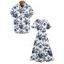 Vacation Couple Outfit Flower Leaf Print Slit Dress and Shirt Matching Set - Blanc S | US 4