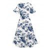 Vacation Couple Outfit Flower Leaf Print Slit Dress and Shirt Matching Set - Blanc S | US 4