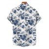Vacation Couple Outfit Flower Leaf Print Slit Dress and Shirt Matching Set - Blanc S | US 4