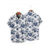 Vacation Couple Outfit Flower Leaf Print Slit Dress and Shirt Matching Set - Blanc S | US 4