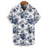 Vacation Couple Outfit Flower Leaf Print Slit Dress and Shirt Matching Set - Blanc S | US 4