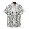 Skull Skeleton Print Gothic Couple Outfit Spaghetti Strap Mini Dress and Shirt Set - Blanc S | US 4