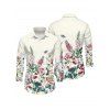 Vacation Couple Outfit Flower Leaf Butterfly Print Belt Chiffon Dress and Long Sleeve Shirt Set - Beige S | US 4