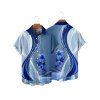 Vacation Couple Outfit Colorblock Flower Print Mini Dress and Shirt Matching Set - Bleu S | US 4