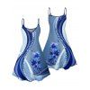 Vacation Couple Outfit Colorblock Flower Print Mini Dress and Shirt Matching Set - Bleu S | US 4