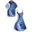 Vacation Couple Outfit Colorblock Flower Print Mini Dress and Shirt Matching Set - Bleu S | US 4