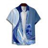 Vacation Couple Outfit Colorblock Flower Print Mini Dress and Shirt Matching Set - Bleu S | US 4