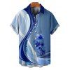 Vacation Couple Outfit Colorblock Flower Print Mini Dress and Shirt Matching Set - Bleu S | US 4