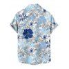 Vacation Couple Outfit Tropical Flower Leaf Print Slit Dress and Shirt Matching Set for Beach - Bleu clair S | US 4
