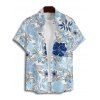 Vacation Couple Outfit Tropical Flower Leaf Print Slit Dress and Shirt Matching Set for Beach - Bleu clair S | US 4