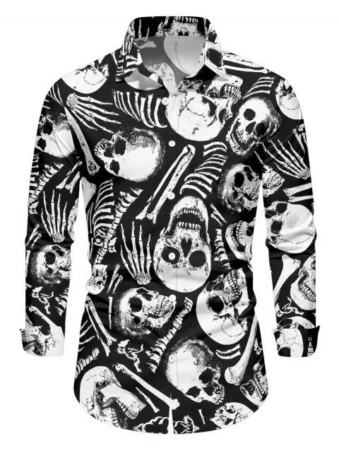 Chemise gothique à manches longues pour homme, motif squelette et crâne, pour Halloween