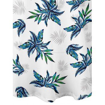 Hawaii Couple Outfit Tropical Plant Print Spaghetti Strap V Neck A Line Mini Tank Dress and Roll Up Sleeve Shirt Vacation Matching Outfit