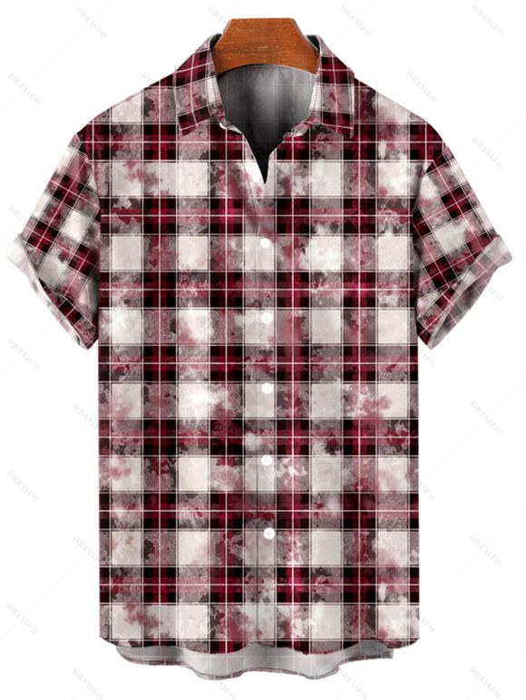 Chemise vintage à carreaux pour homme, boutonnée, idéale pour les vacances - Rose clair S
