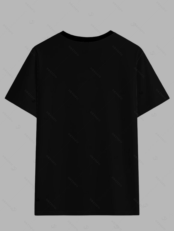 Gothic Couple Outfit Rose Skulls Pattern Butterfly Lace Tank Top and T Shirt Set for Halloween - Noir S | US 4