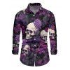 Chemise gothique à manches longues pour homme, motif tête de mort et roses, pour Halloween - Concorde 3XL