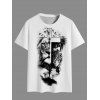 T-shirt gothique pour homme avec imprimé croix de lion pour les vacances - Blanc 2XL