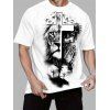 T-shirt gothique pour homme avec imprimé croix de lion pour les vacances - Blanc 2XL