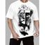T-shirt gothique pour homme avec imprimé croix de lion pour les vacances - Blanc 2XL