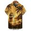 Chemise boutonnée à imprimé paysage de cocotiers pour homme, idéale pour les vacances à la plage - Jaune S