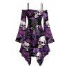 Robe gothique à imprimé tête de mort et rose pour Halloween, robe asymétrique à lacets et épaules dénudées - Concorde XXL | US 14